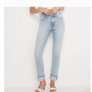 Good American Good Classic Cuffed Light Wash Straight Leg Jeans 27 GCLC384T-I703